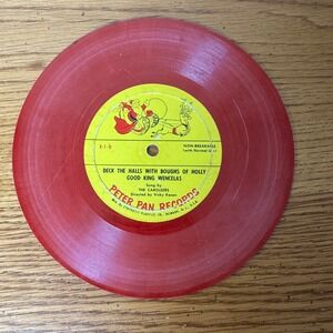 Peter Pan Records Christmas Carol 45 Red Vinyl "Deck The Halls" "Jingle Bells"